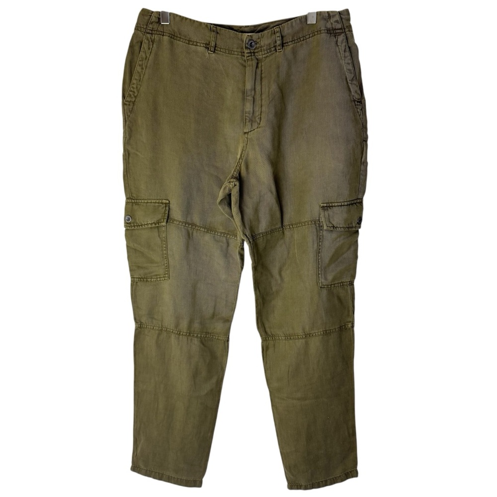 NWT Bella Dahl Green Linen Blend Fatigue Cargo Pants Military Women’s Size 31